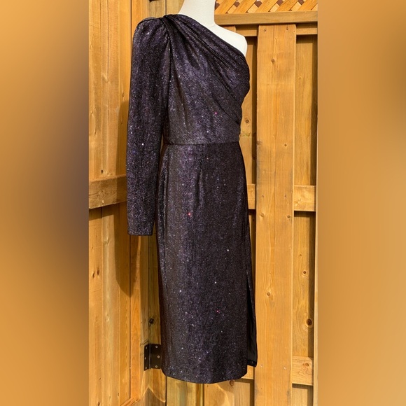 🆕 BRONX & BANCO 🧿NWT Belle One Shoulder Dress, Black Glitter Velvet, Sz M US 6 - Picture 11 of 17